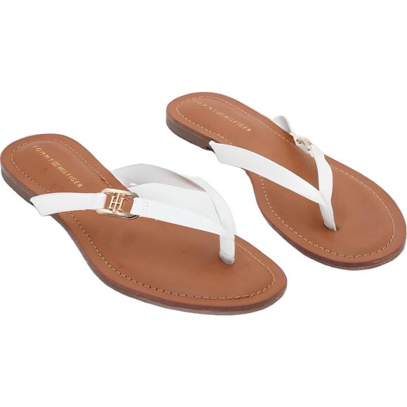 Tommy Hilfiger Liande Logo Thong Flat Sandals White Women's US 9.5M - Picture 4 of 6